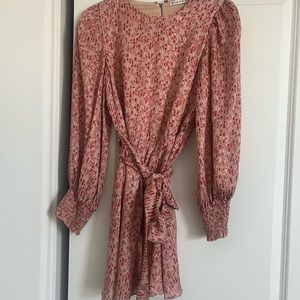 Red patterned dress, silk, size 6